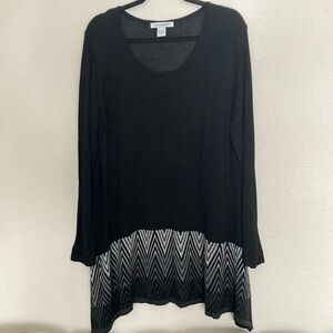 99 Jane Street Black Geometrical Color Block Swing Tunic - 1X